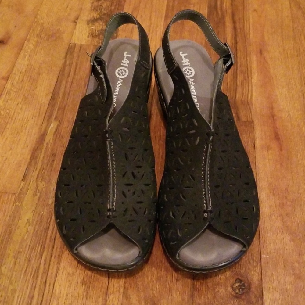 J-41 vegan leather wedge/heels